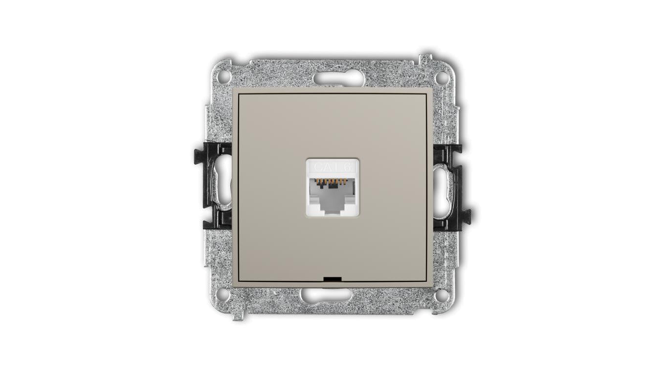 MINI Mechanizm gniazda komputerowego pojedynczego 1xRJ45, kat. 6, 8-stykowy, bez pola opisowego taupe 60MGKBO-3