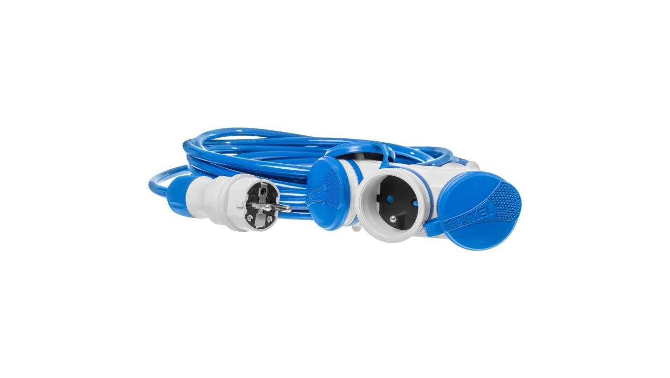Przedłużacz elektryczny Kabel zasilający budowlany Premium poliuretanowy PUR (H07BQ-F) 3x2,5mm2 (wtyk / 3 gniazda z klapką) 16A