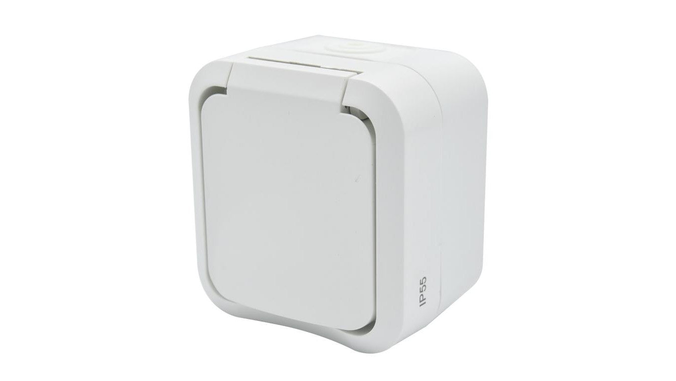 Gniazdo z uziemieniem pojedyncze natynkowe Aqua Pro IP55 białe / 60224
