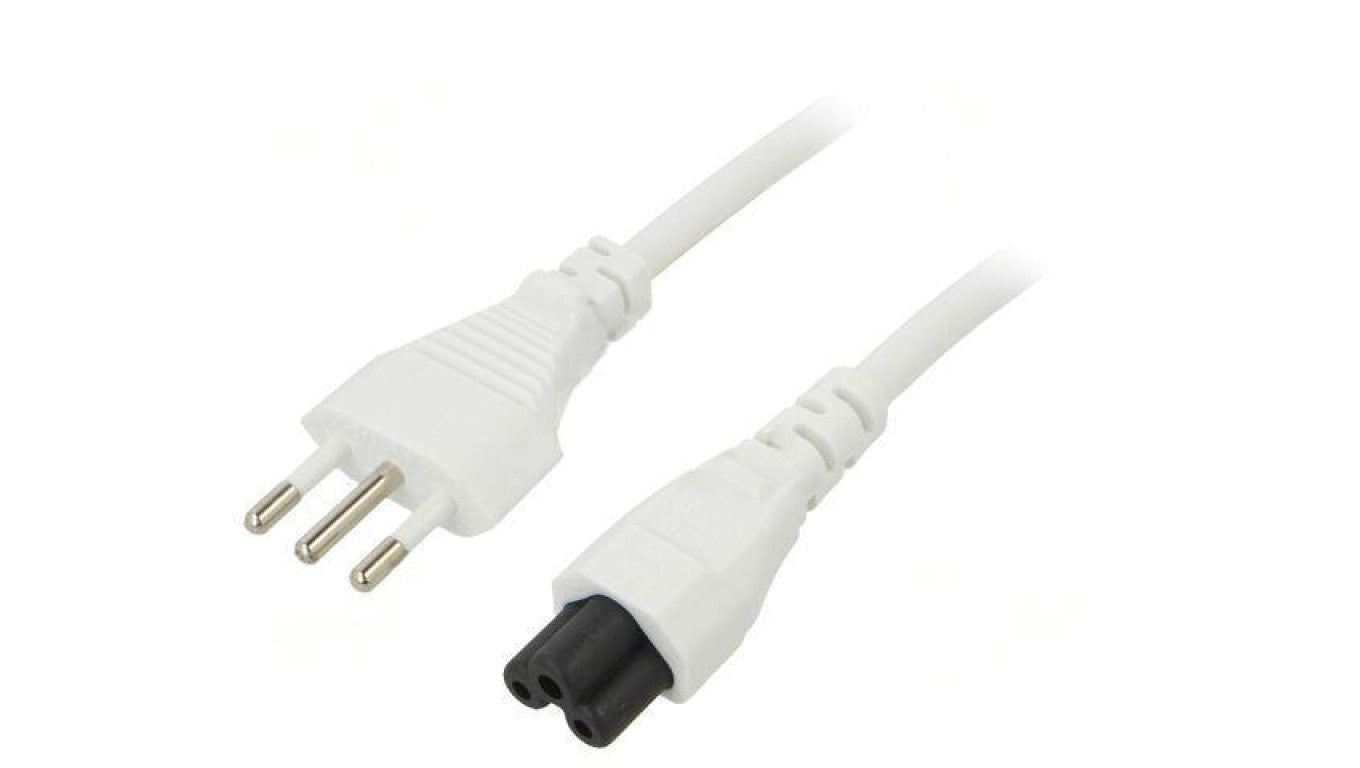 Kabel: 3x0,75mm2, CEI 23-50 (L) wtyk,IEC C5 żeński, 1,8m LT-319+535 H05VV-F 3X0.75 WHT 1.8M
