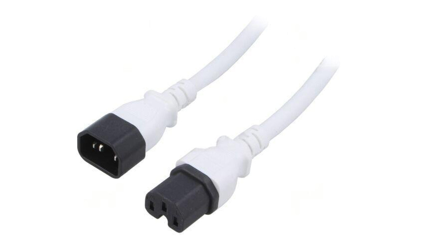 Kabel: 3x14AWG, IEC C14 męski,IEC C15 żeński, 5m, 15A LT-602+545 SJT 14/3 105C WHT 5M