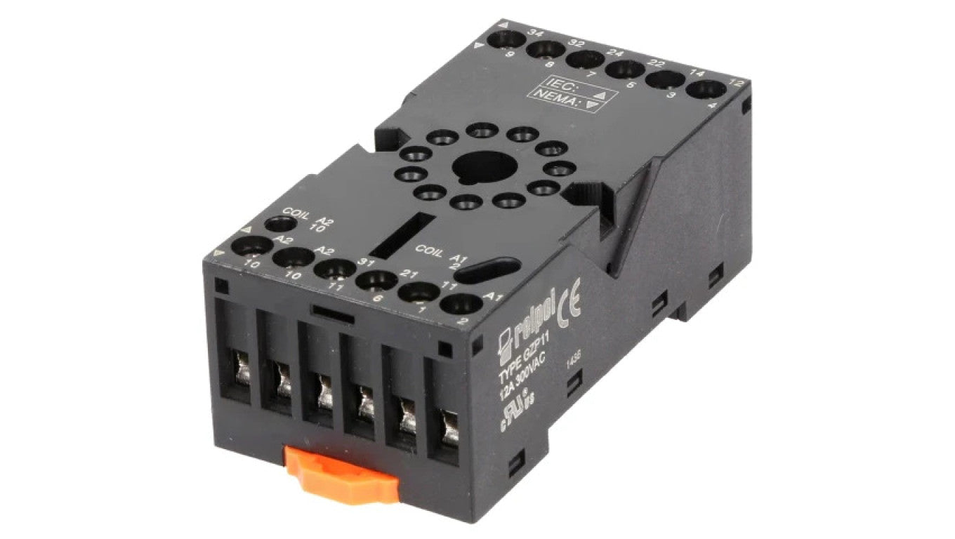 Podstawka PIN: 11 10A 250VAC na panel,na szynę DIN -40...70C GZP11 (BLACK)