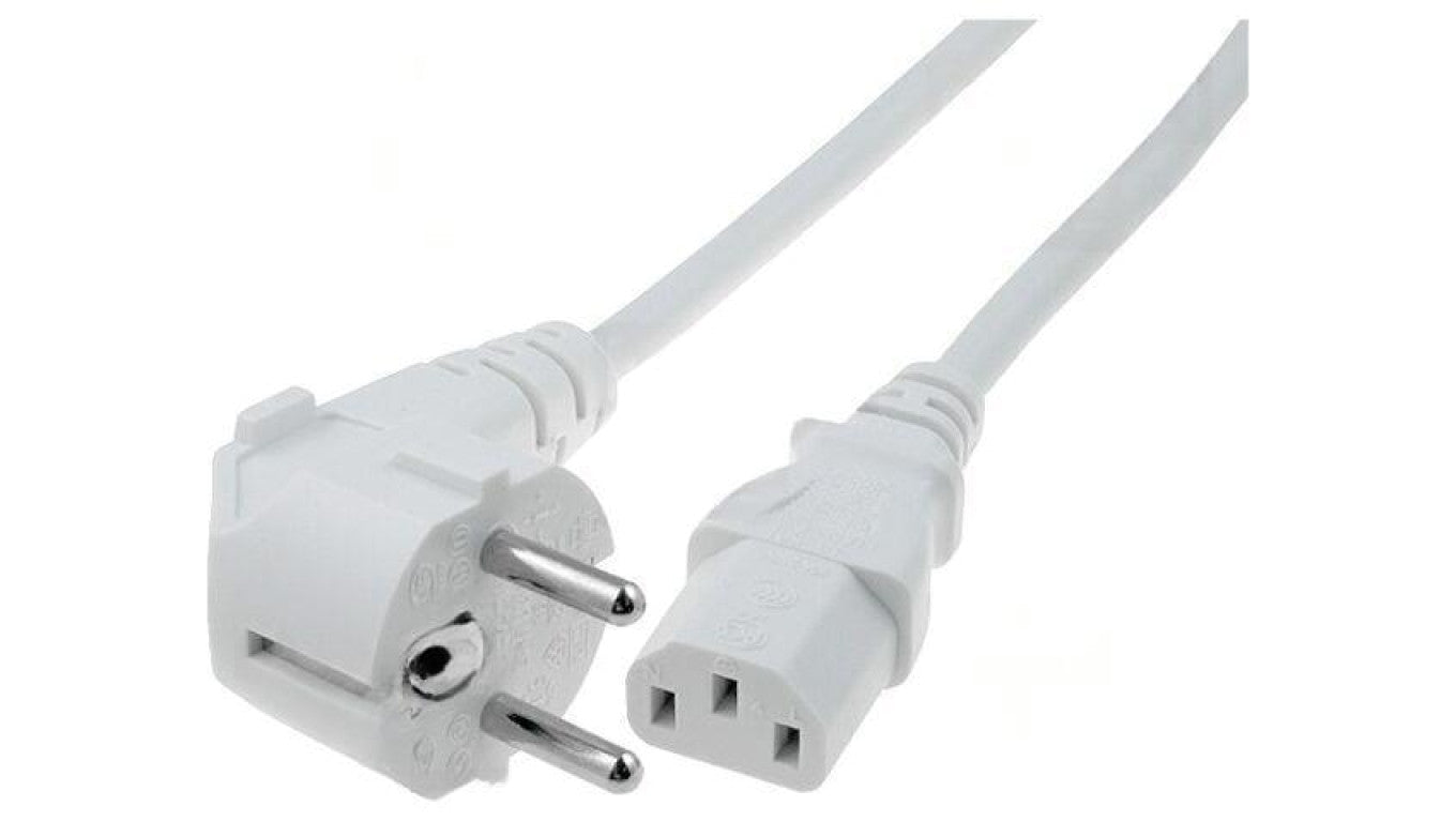 Kabel: 3x1mm2, CEE 7/7 (E/F) wtyk kątowy,IEC C13 żeński LT-322+501 H05VV-F 3X1.0 1.5M WHT