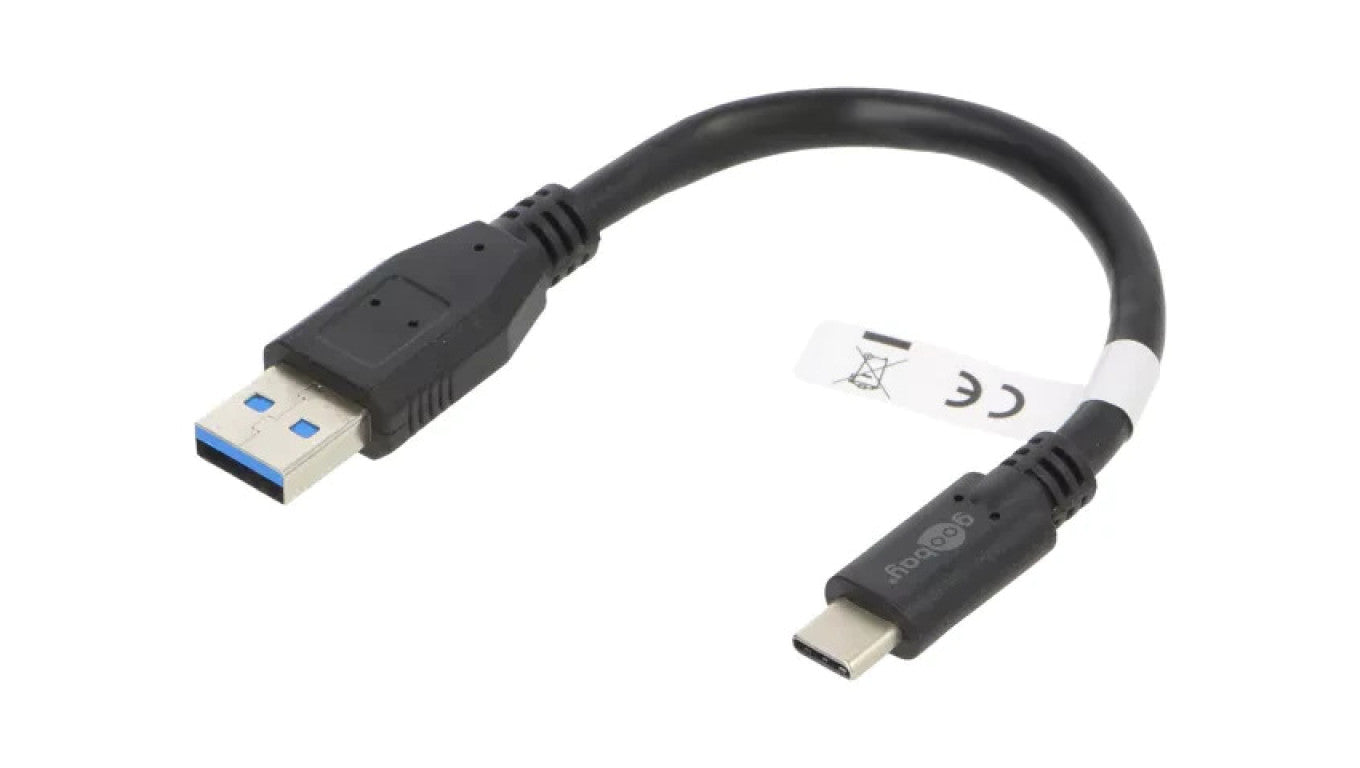 Kabel USB 3.0 USB A wtyk, USB C wtyk 0,15m czarny 45247