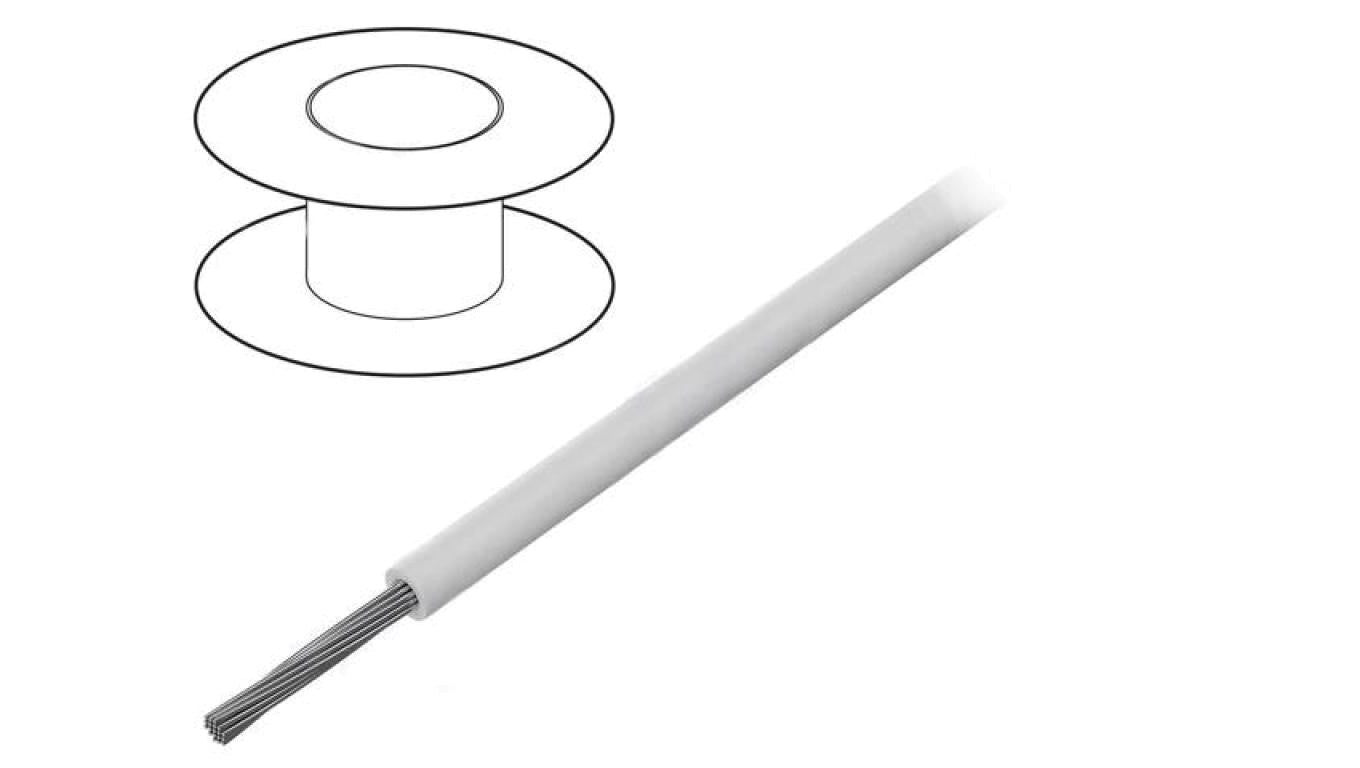 Przewód na rolce 30,5m linka Cu 22AWG PVC biały 1kV 1551 WH005