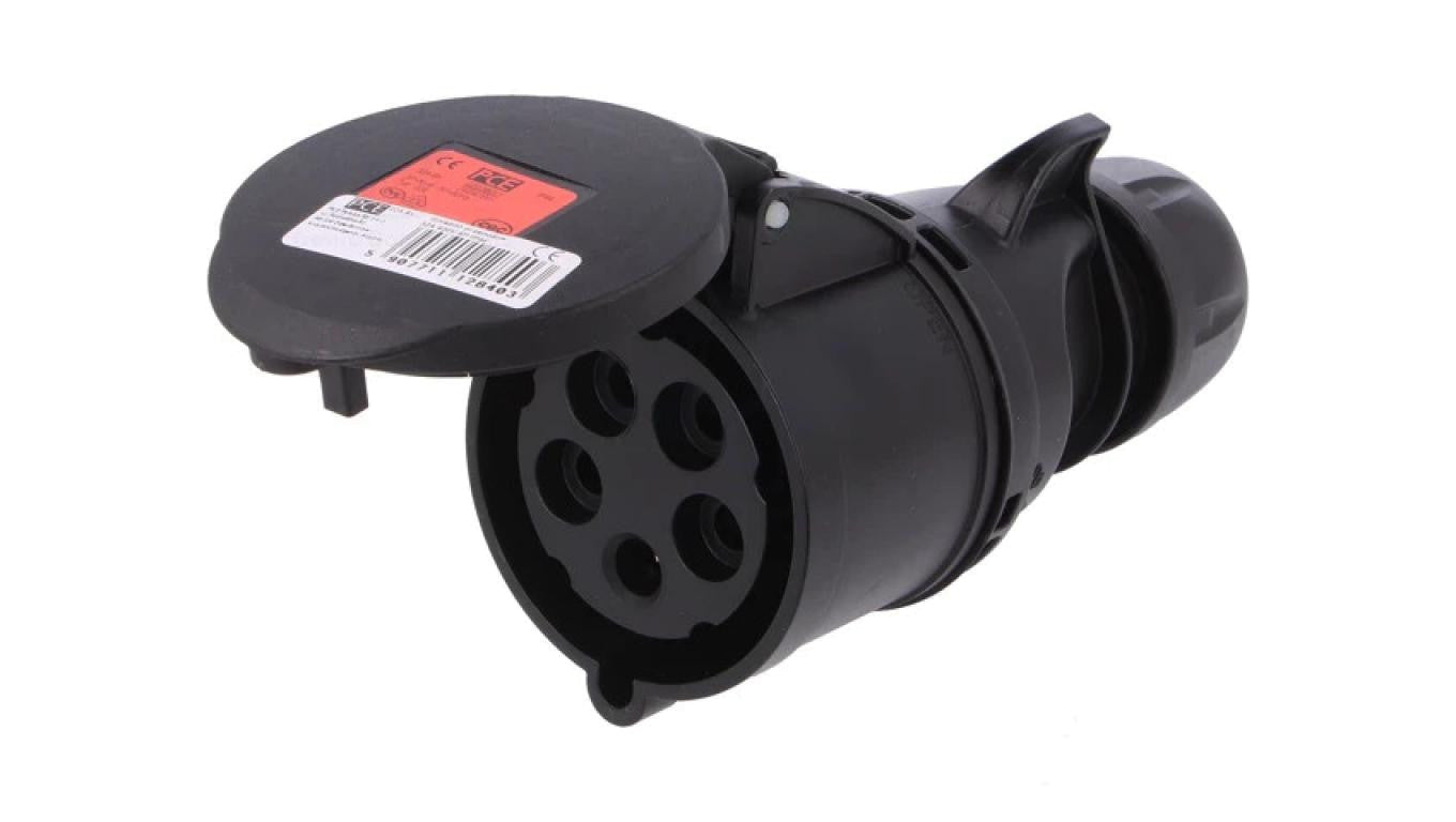 Złącze zasilające AC 3-fazowe wtyk 32A 400VAC IP44 żeńskie 225-6X