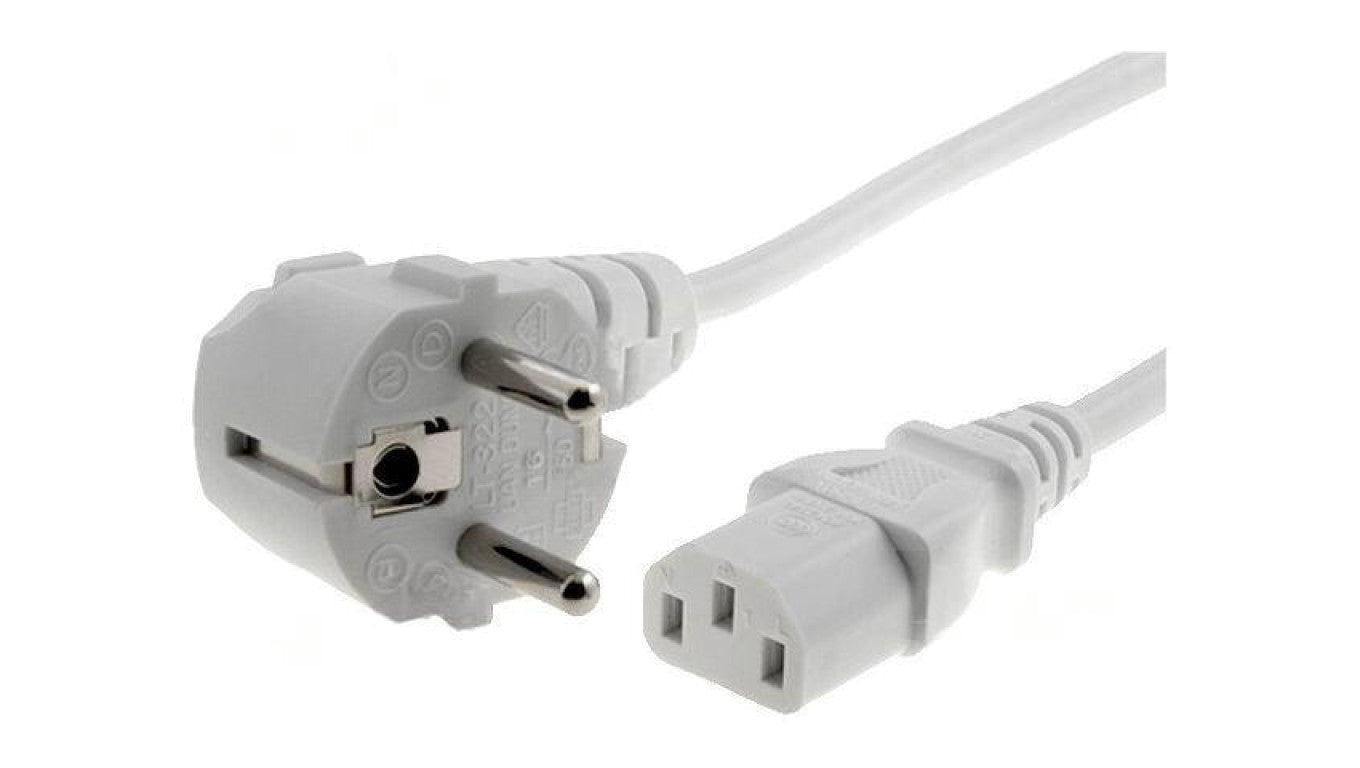 Kabel: 3x0,75mm2, CEE 7/7 (E/F) wtyk kątowy,IEC C13 żeński LT322+501 H05VV-F 3X0.75 1.8M WHT