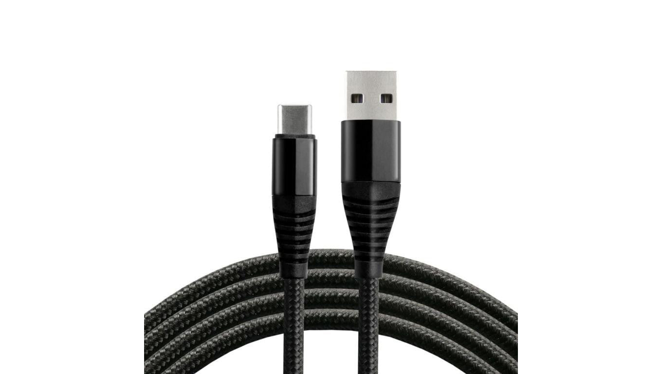 Kabel przewód pleciony USB - USB-C / Typ-C everActive CBB-1CHB 100cm z obsługą szybkiego ładowania do 5A czarny