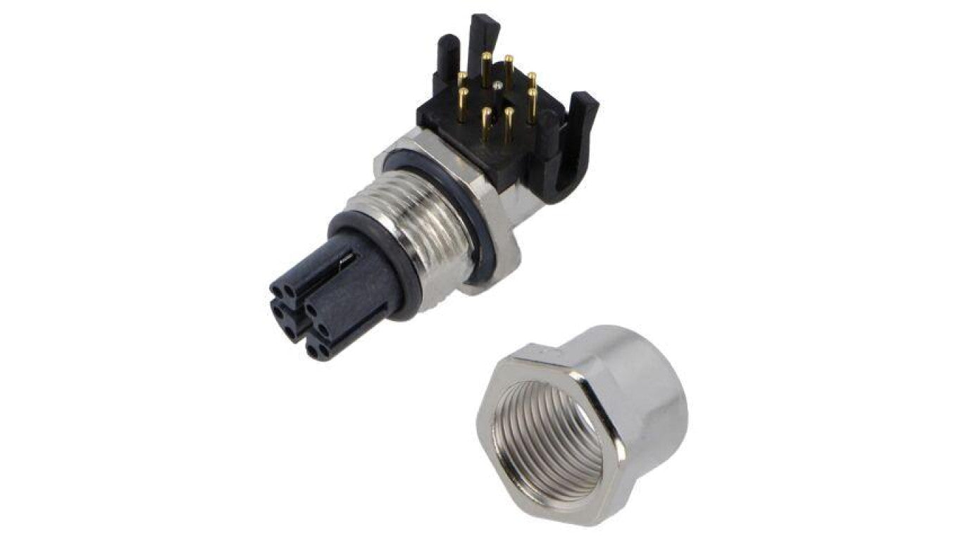 Złącze M12, żeńskie, PIN: 8, gniazdo, kątowe, ekranowane, na panel, 30 V/50 V AC, 0,5 A MSXS-08PFFR-SF7003