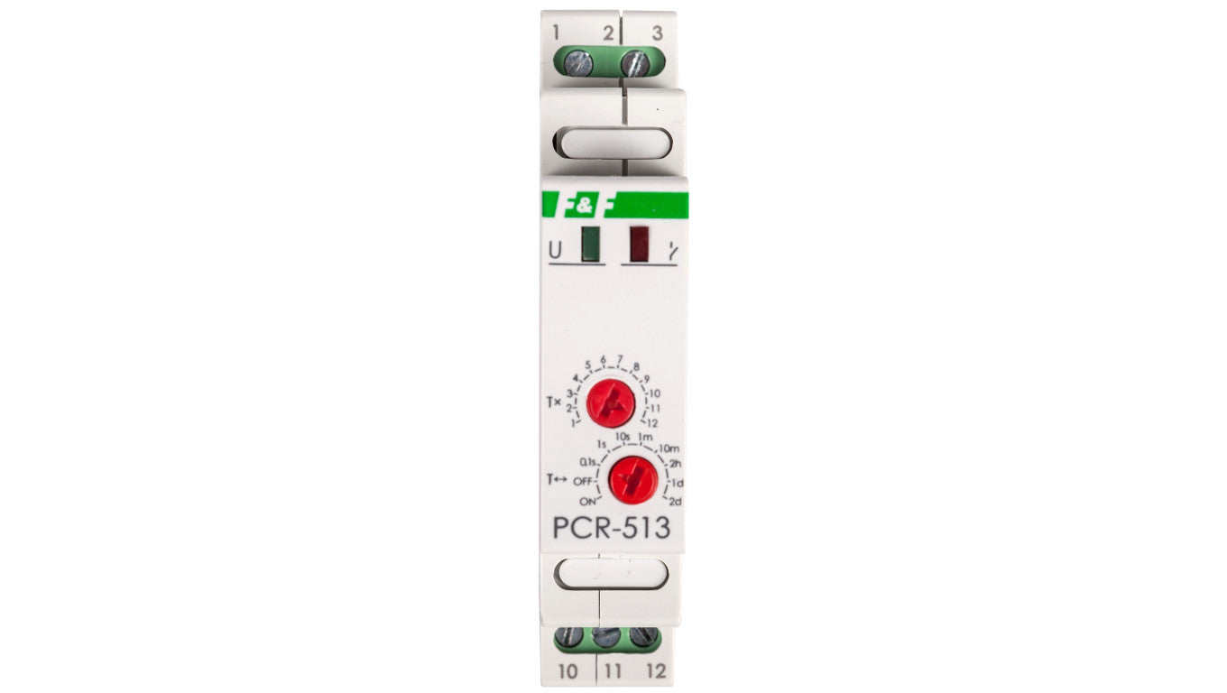 Przekaźnik czasowy 1P 10A 0,1sek-576h 12-264V AC/DC opóźnione załączenie PCR-513UNI