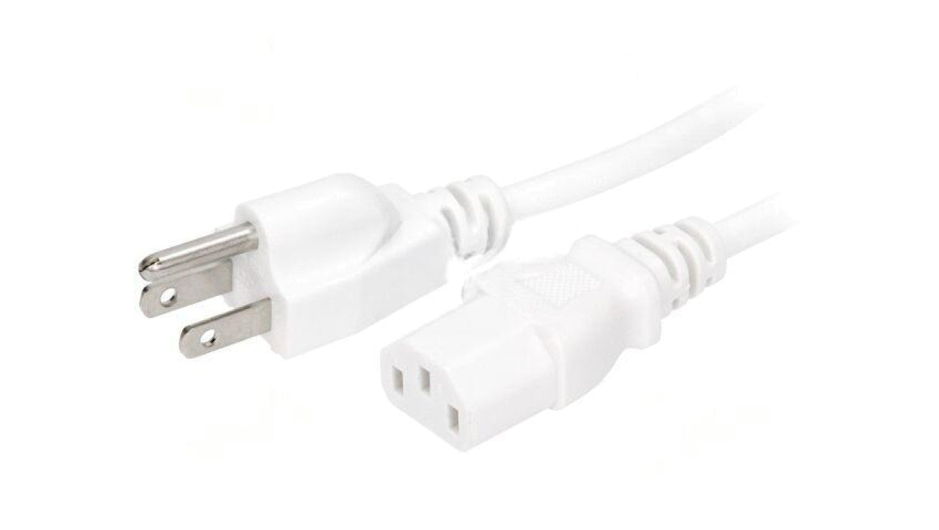 Kabel: 3x18AWG, IEC C13 żeński,NEMA 5-15 (B) wtyk, 1,5m LT-202+501 SVT 18/3 105C WHT 1.5M