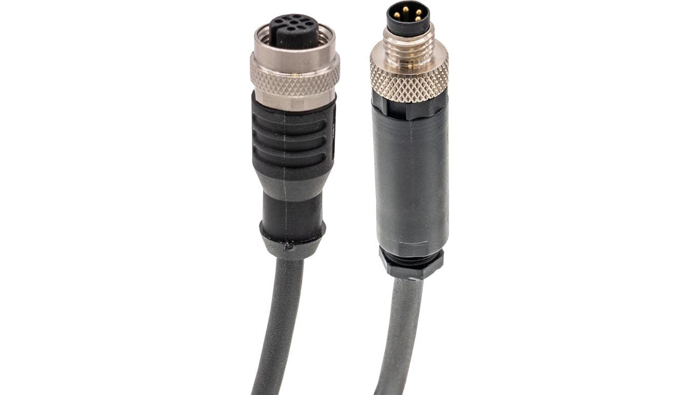 Kabel do oświetlenia aparatu w trybie lampy błyskowej, gniazdo M12 4-stykowe proste, wtyczka M8 4-stykowa prosta, 0,6 m VK06F004