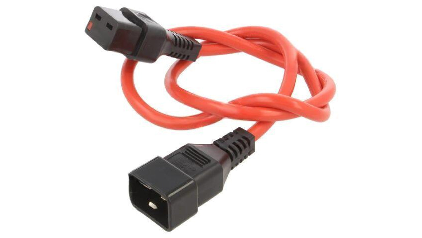 Kabel IEC C19 żeński, IEC C20 męski 1m z blokadą IEC LOCK IL19-C20-H05-3150-100-R
