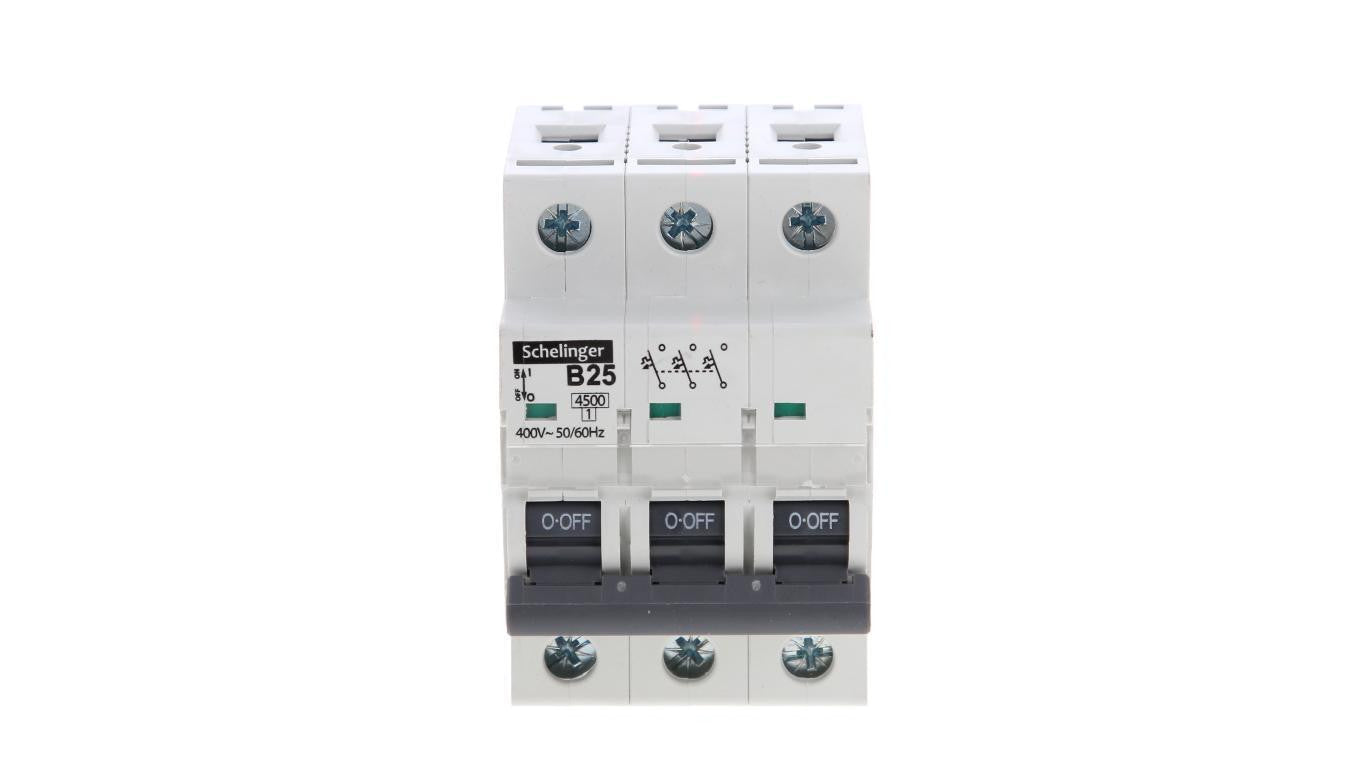 Wyłącznik nadprądowy 3P B 25A 4,5kA AC SCHELINGER A02-G7-3P-B25