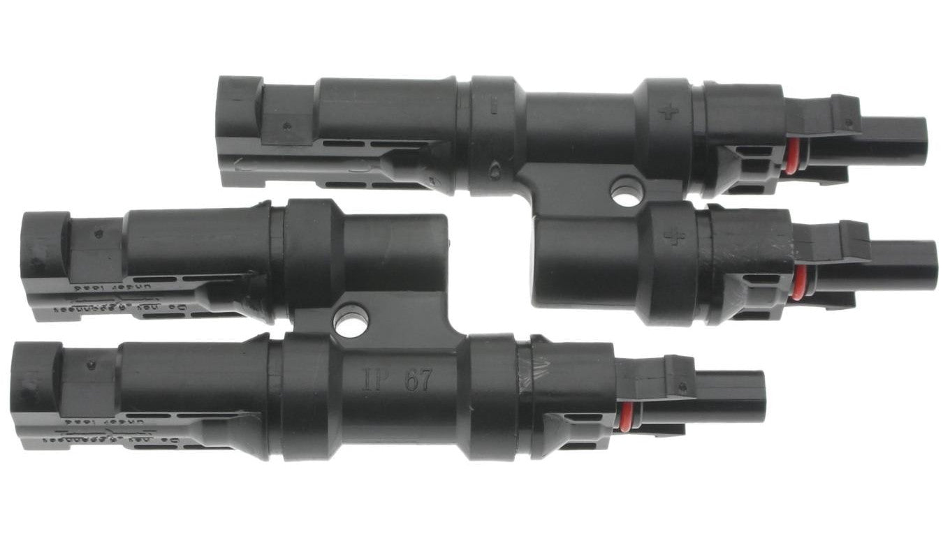 Złącze fotowoltaiczne MC4 typ T podwójne 2,5-4mm2 6mm2 IP67 1000V DC