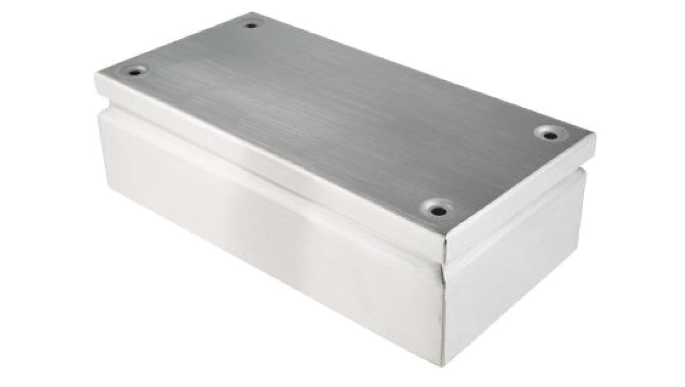 Puszka elektroinstalacyjna, 300 x 150 x 80mm, IP66, kolor Niemalowany, materiał Stal nierdzewna, 0-wejściowa, RS PRO
