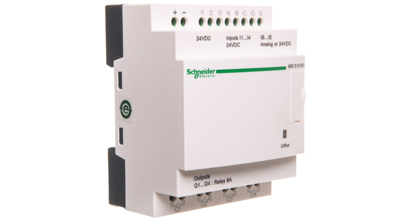 Moduł ZELIO LOGIC 8wejścia cyfrowe 4 wyjścia analogowe 24VDC RTC SR2E121BD