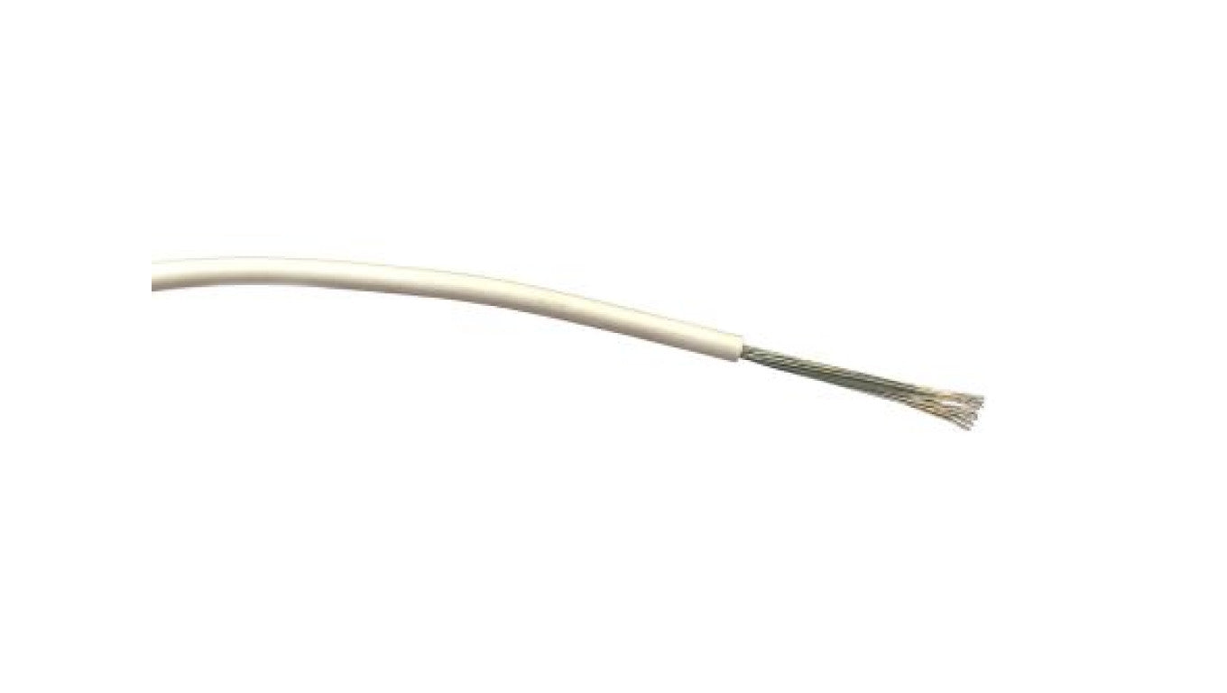 Przewód jednożyłowy linkowy, 1 mm², 32/0,2 mm, 24 AWG, PVC, 1,5 kV AC, Biały, dł. 100m, RS PRO