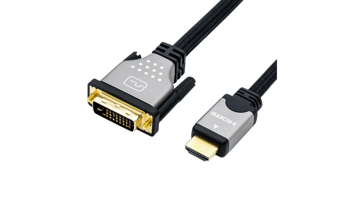 ROLINE Kabel do monitora DVI (24+1) - HDMI, M/M, czarny/srebrny, 2 m