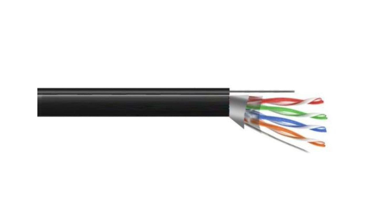 Przewód FTP5E drut Cu UV+ linka nośna 305mMAXCABLE