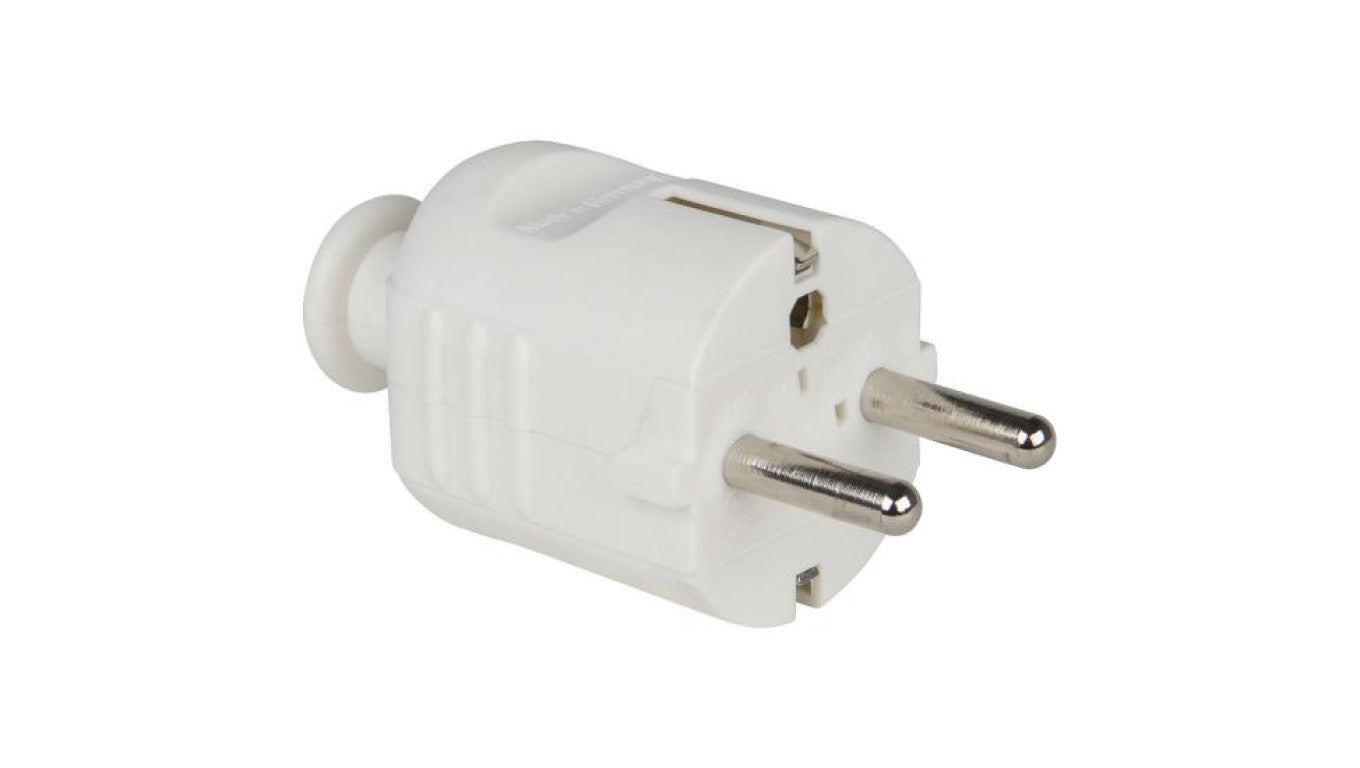 Wtyczka prądowa 2P+Z UNI-SCHUKO 230V 16A biała PCE na kabel