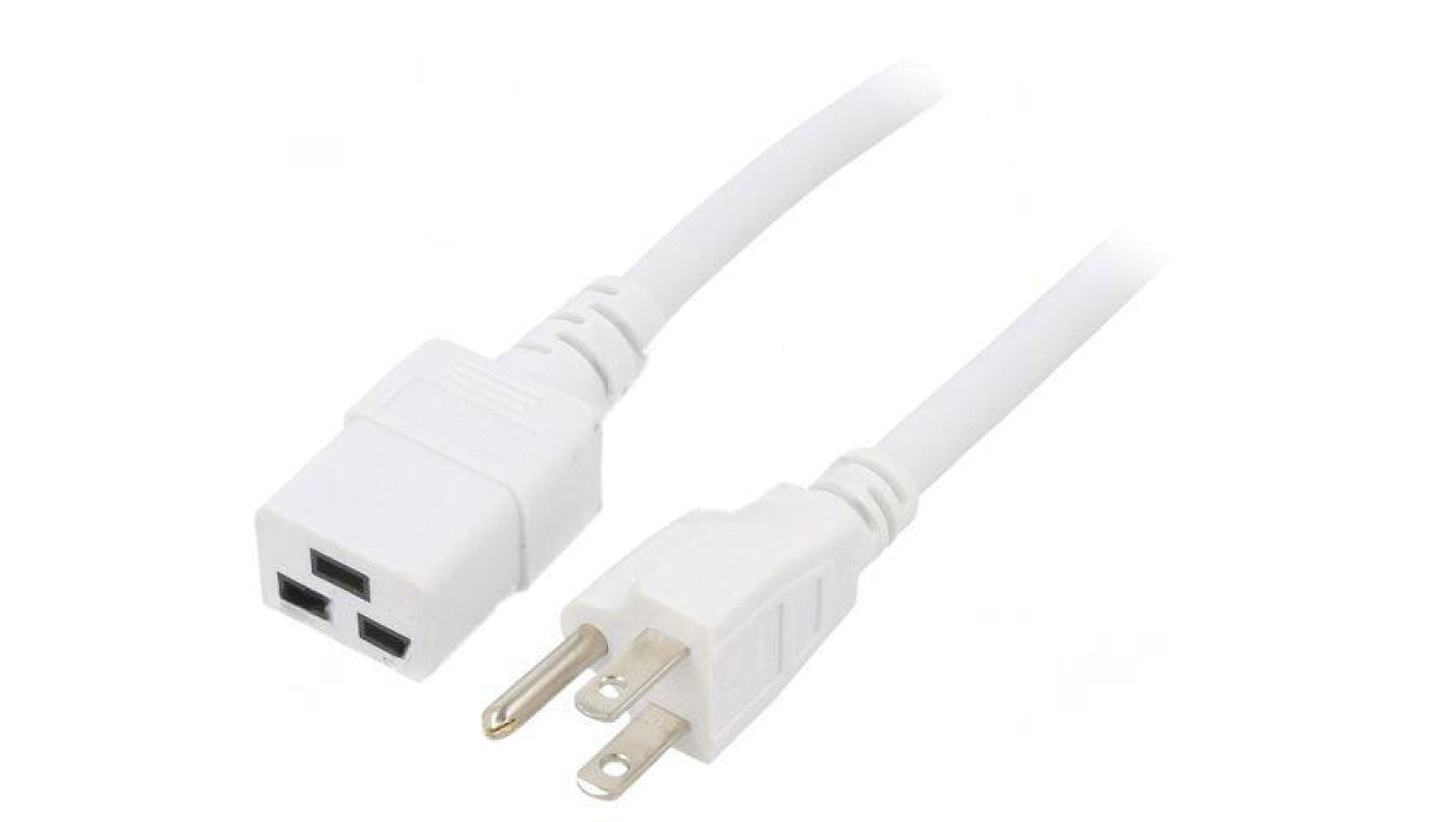 Kabel: 3x14AWG, IEC C19 żeński,NEMA 5-15 (B) wtyk, 5m LT-202+549 SJT 14/3 60C WHT 5M