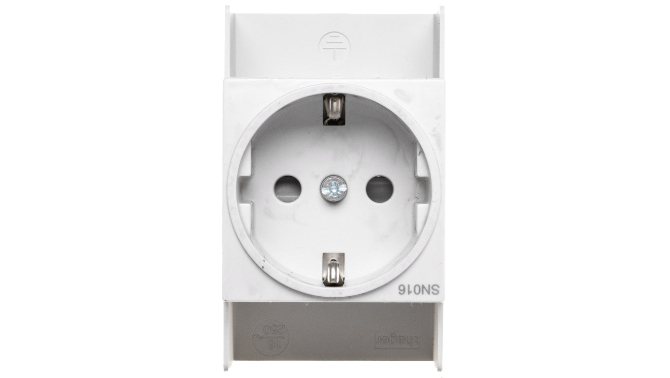 Gniazdo modułowe Schuko 10/16A 250V AC na szynę I kl. izolowane SN016
