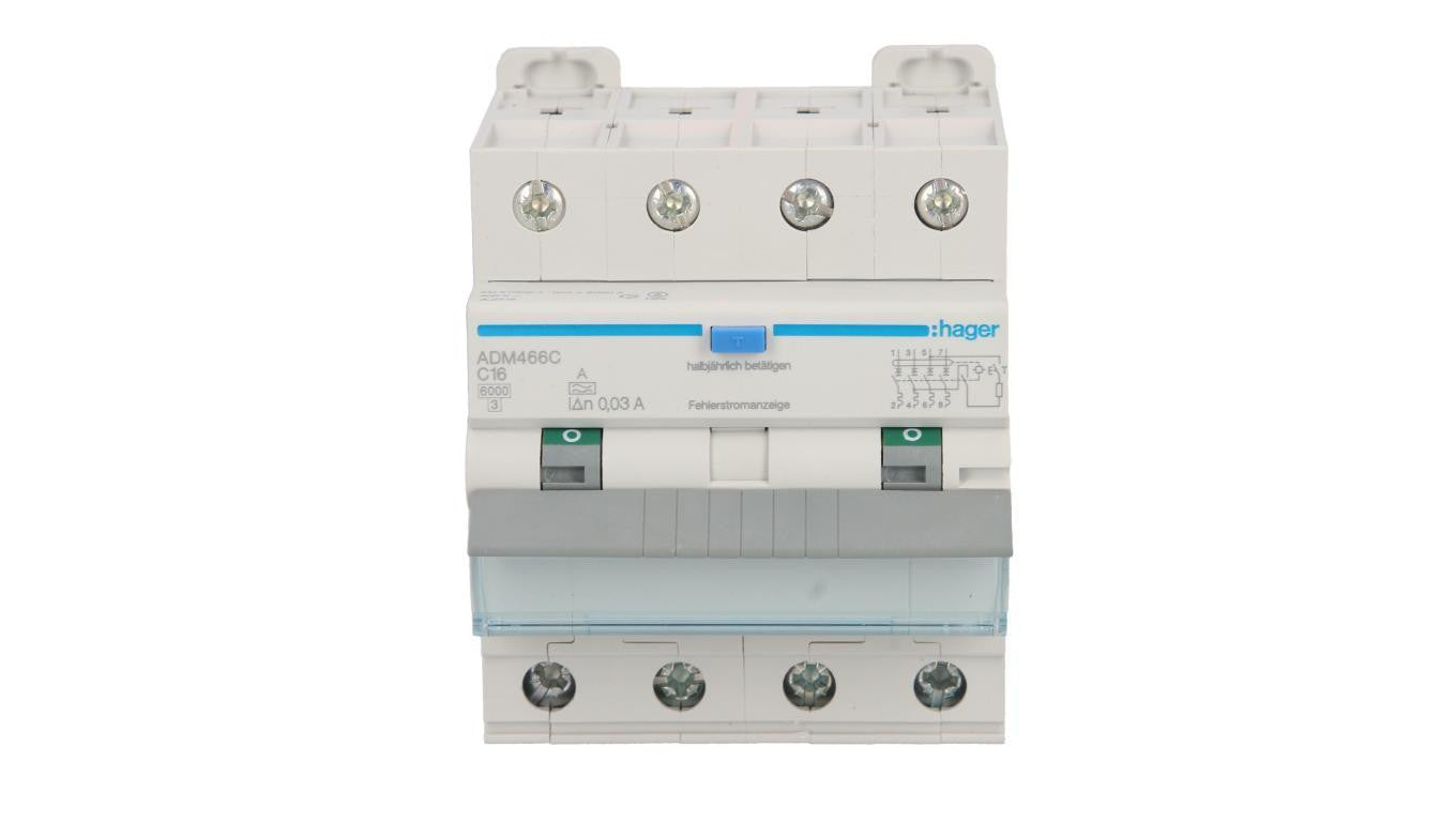 Wyłącznik różnicowo-nadprądowy RCBO 4P C16A 0,03A Typ A 6kA RCBO ADM466C