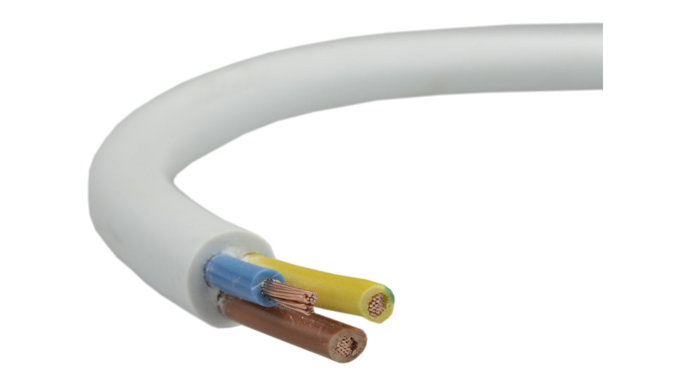 Przewód prądowy H03VV-F / OMY 300V 3x1,5 biały linka Mercor /50m/