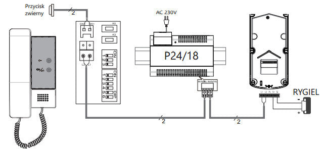 Unifon słuchawkowy VIDOS DUO U1010