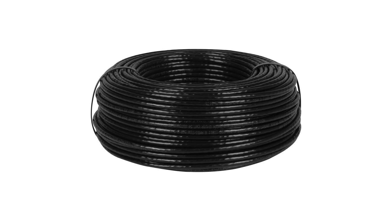 Kabel sieciowy U/UTP kat.5e skrętka 4x2x0,5mm zewnętrzny suchy z podwójną powłoką PVC + PE czarny NEKU 50m