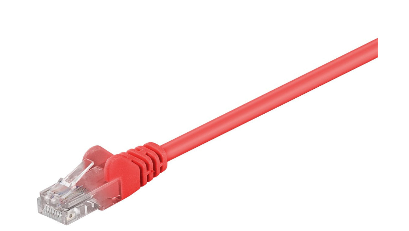 CAT 5e Kabel łączący, U/UTP, Czerwony - Długość kabla 0.5 m