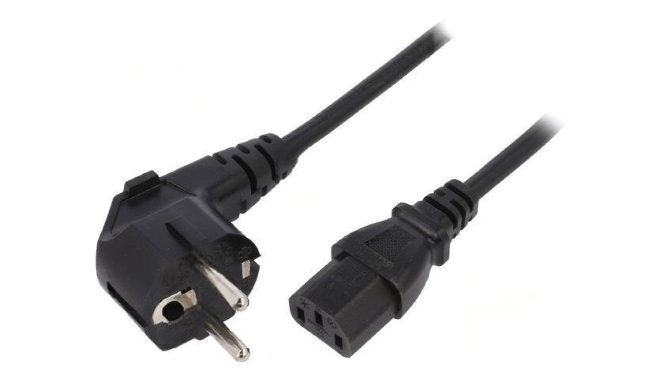 Kabel: 3x1mm2, CEE 7/7 (E/F) wtyk kątowy,IEC C13 żeński, 4m LT322+501 H05VV-F 3X1.0 4.0M BLK