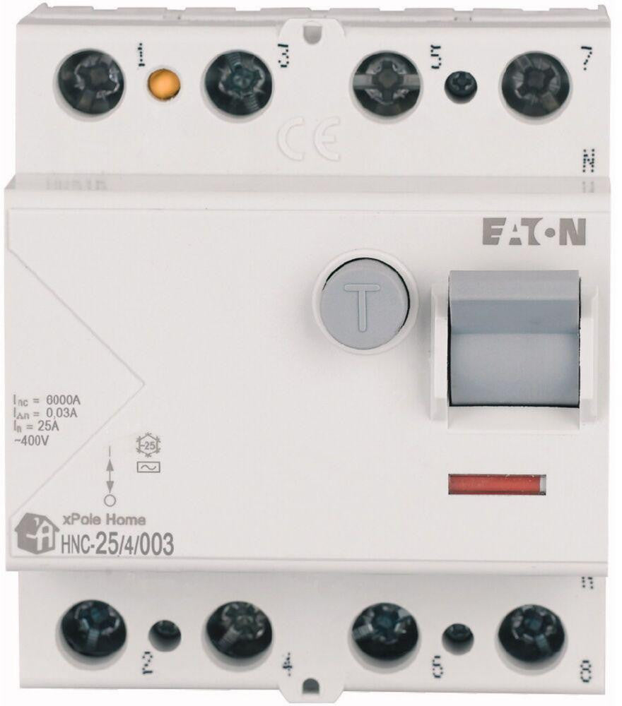 EATON WYŁĄCZNIK RÓŻNICOWOPRĄDOWY 25A 4P 4M 30MA AC 6KA