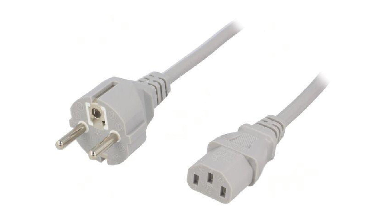 Kabel: 3x1mm2, CEE 7/7 (E/F) wtyk,IEC C13 żeński, 3m LT-312+501 H05VV-F 3X1.0 GRY 3M