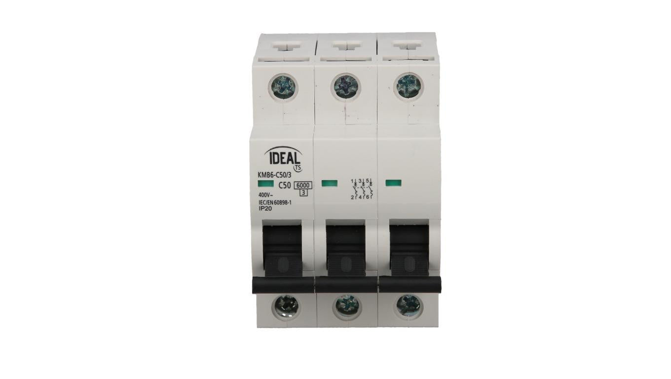 Wyłącznik nadprądowy 3P C 50A 6kA AC KMB6-C50/3 VDE 23169