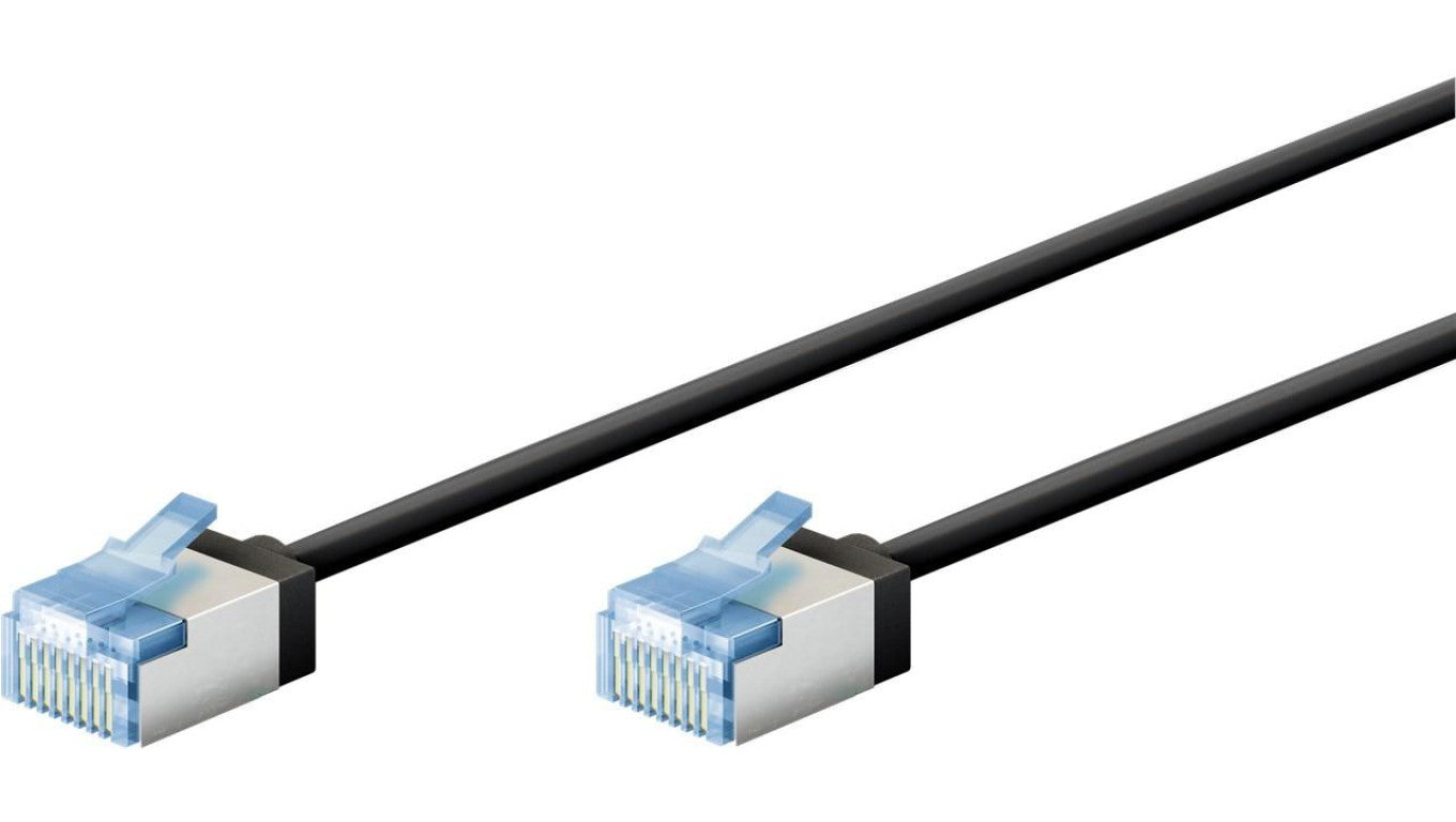 Ultra-elastyczny CAT 6A kabel krosowy, slim, U/FTP, czarny - Długość kabla 7.5 m