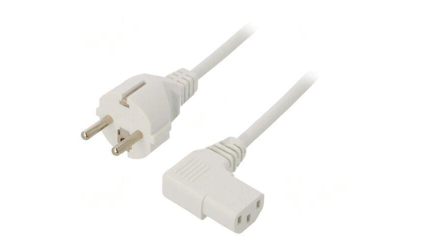 Kabel: 3x1mm2, CEE 7/7 (E/F) wtyk,IEC C13 żeński kątowy prawy LT-312+511R H05VV-F 1.0/3C WH 5M