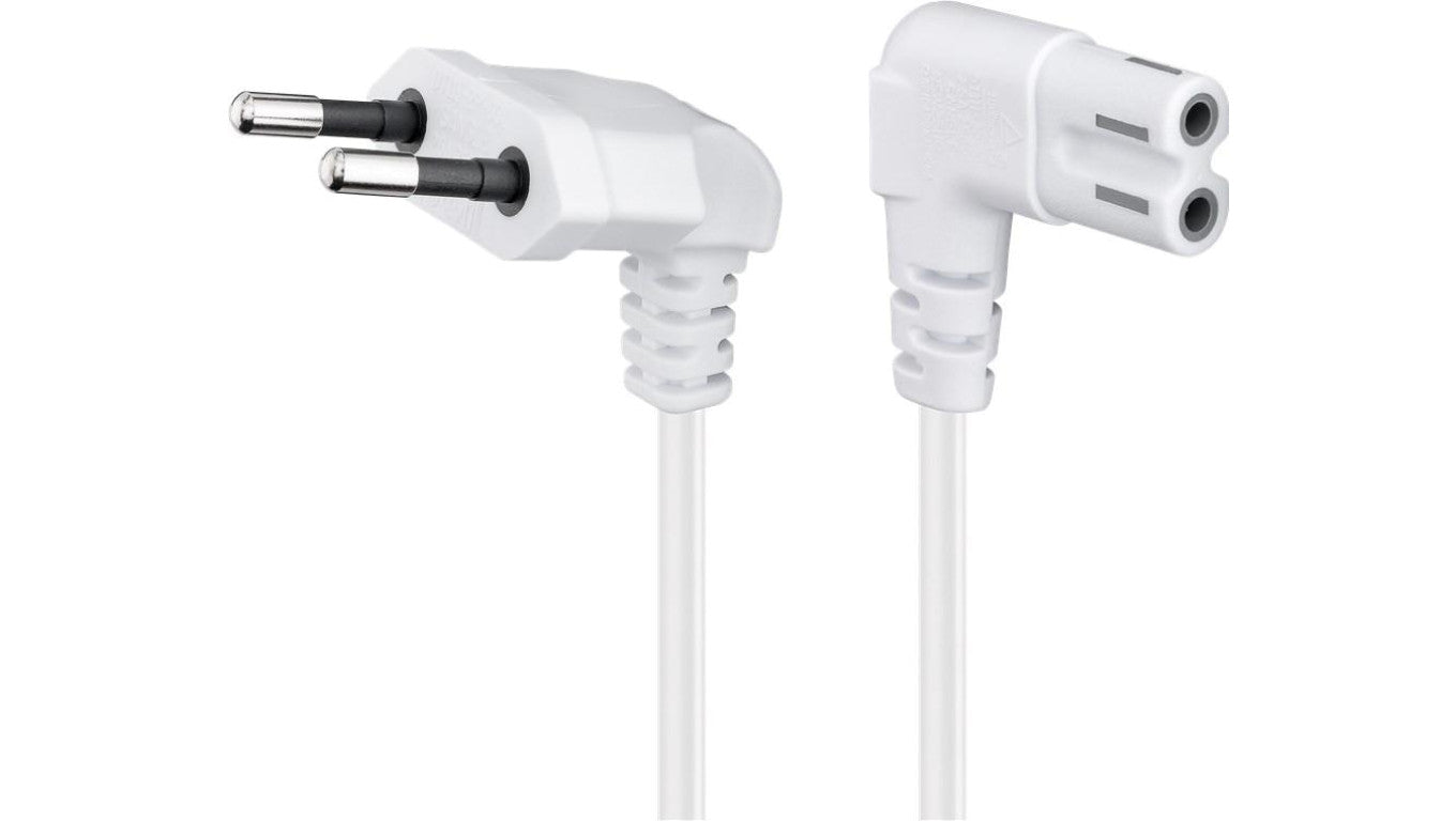 Kabel przyłączeniowy z wtyczką Euro, obustronnie kątowy, 3 m, biały - Długość kabla 3 m