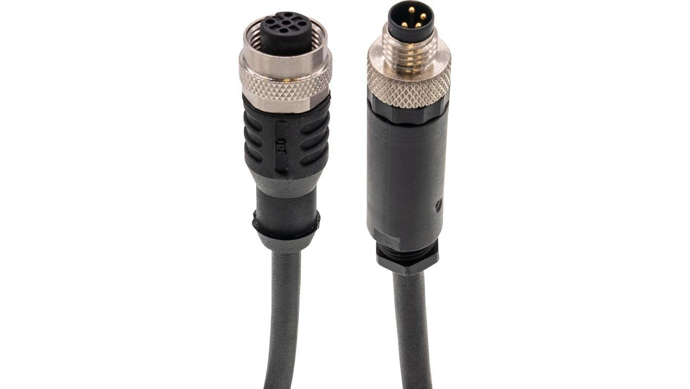 Kabel do oświetlenia kamery w trybie ciągłym, gniazdo M12 4-stykowe proste, wtyczka M8 4-stykowa prosta, 0,6 m VK06F003