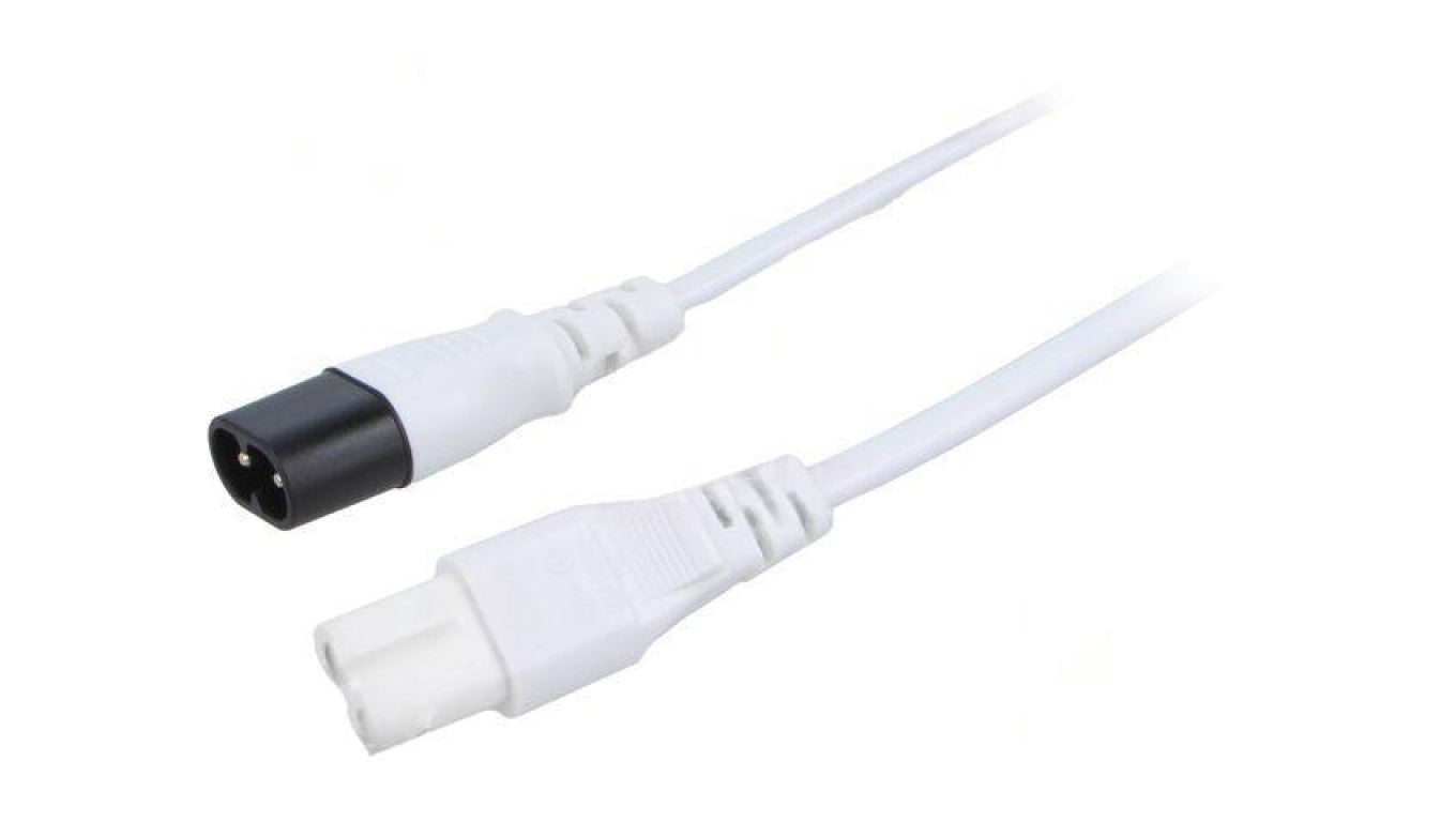 Kabel: 2x0,75mm2, IEC C7 żeński,IEC C8 męski, 3m, 2,5A LT503+538 H03VVH2-F 2X0.75 3M WHT