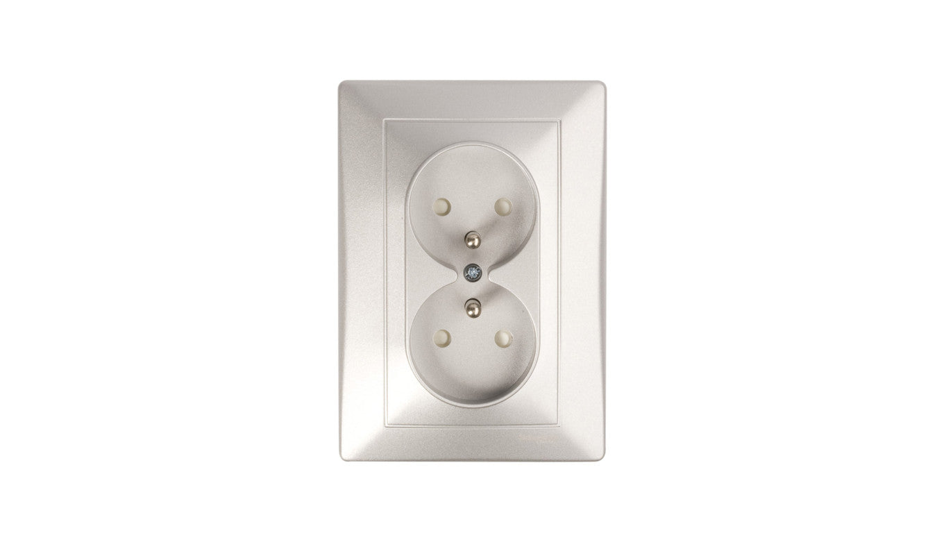 Sedna Gniazdo podwójne z/u 16A IP20 aluminium SDN2800660