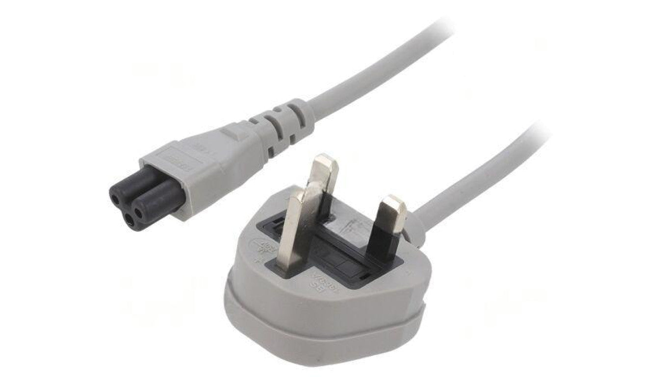 Kabel: 3x0,75mm2, BS 1363 (G) wtyk,IEC C5 żeński, 1,8m, 3A LT-318(3A)+535 3X0.75 GRY 1.8M