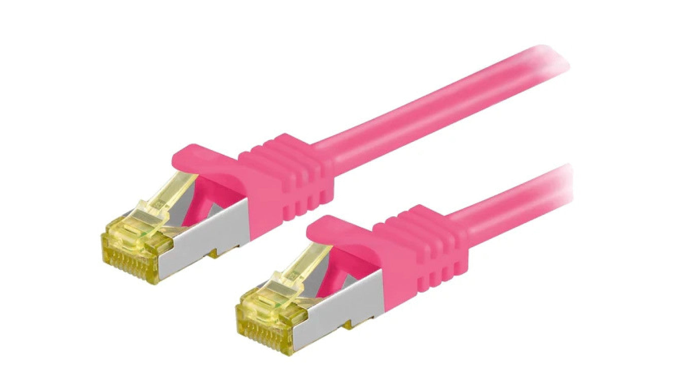 Patch cord S/FTP 6a linka Cu LSZH różowy 5m 26AWG 91623