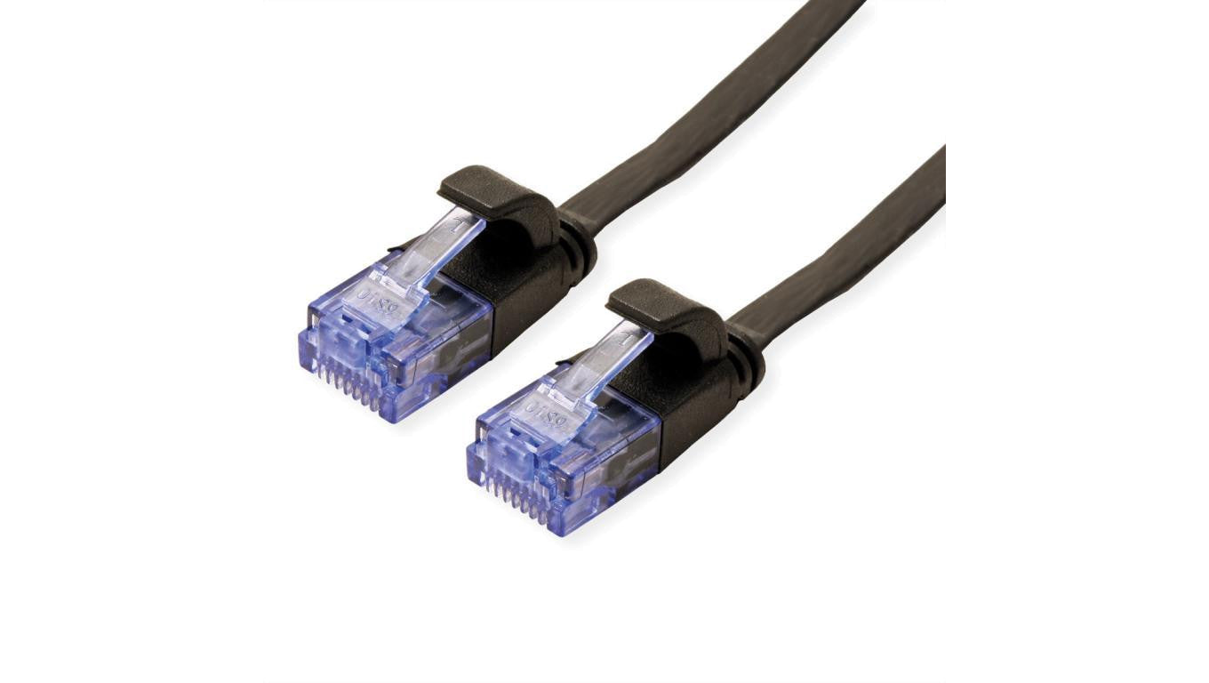 Kabel krosowy UTP VALUE, kat. 6A (klasa EA), bardzo płaski, czarny, 0,5 m