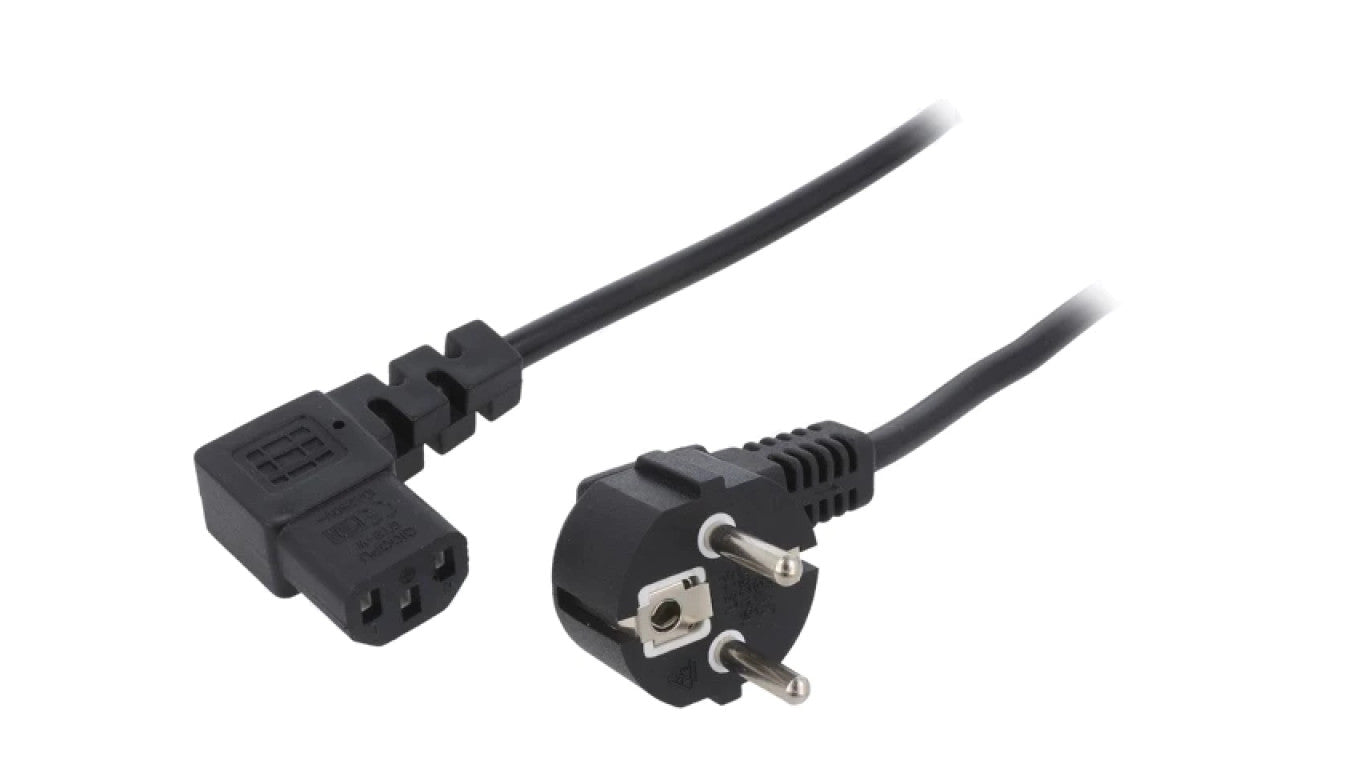 Kabel CEE 7/7 (E/F) wtyk kątowy IEC C13 żeński 90 PVC 3m KAB-EUL-P3L-3.0-BK
