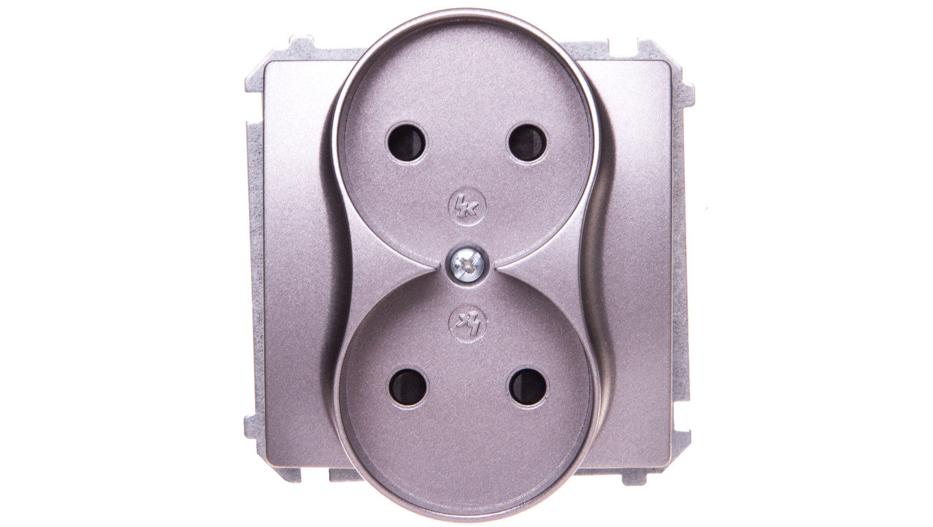 Simon Basic Gniazdo podwójne b/u 16A 250V stal inox BMG2Mz.01/21