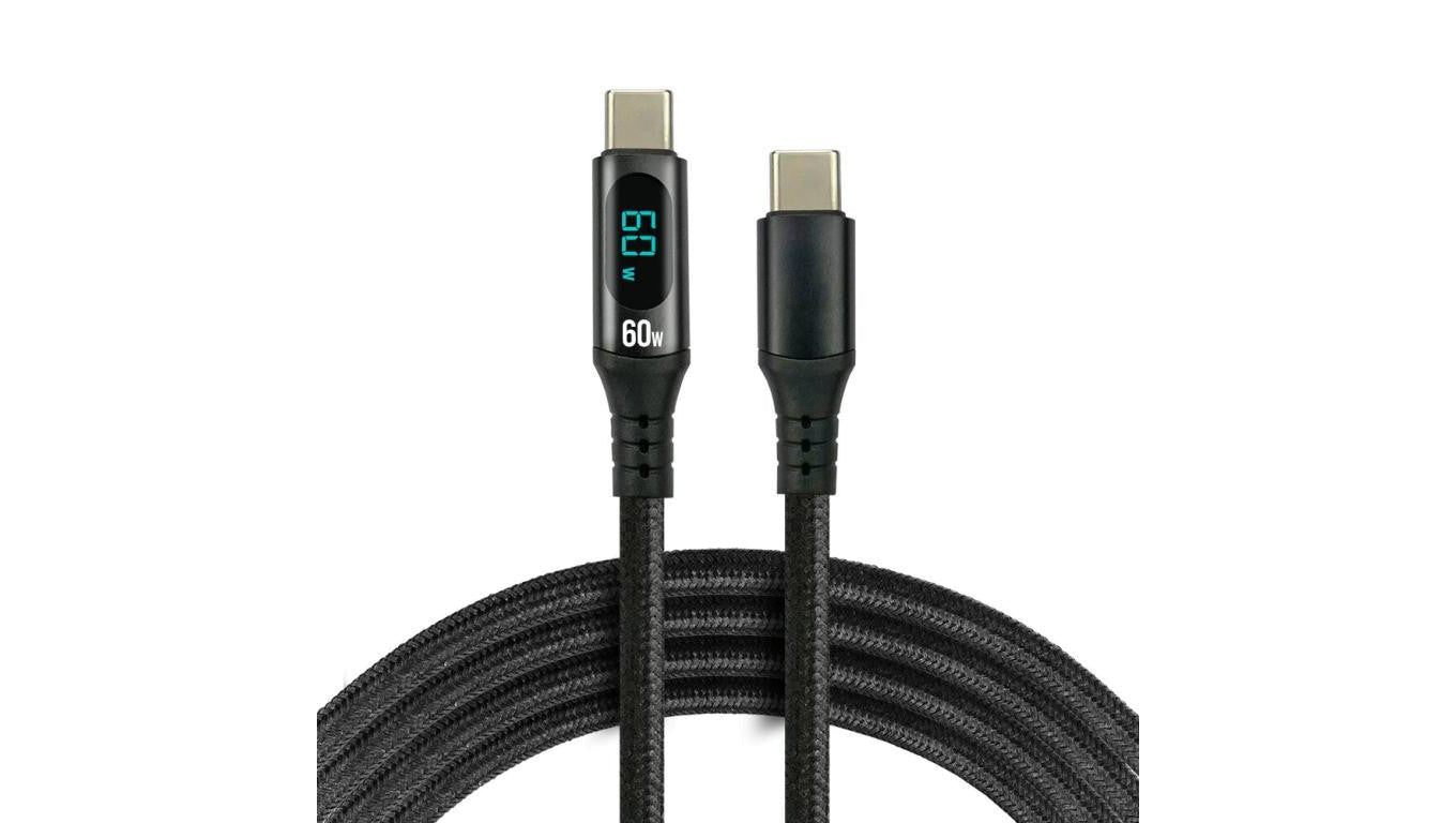Kabel przewód USB-C PD LCD 100cm everActive CBB-1PDL Power Delivery 2.0 z obsługą szybkiego ładowania 3A/20V 60W