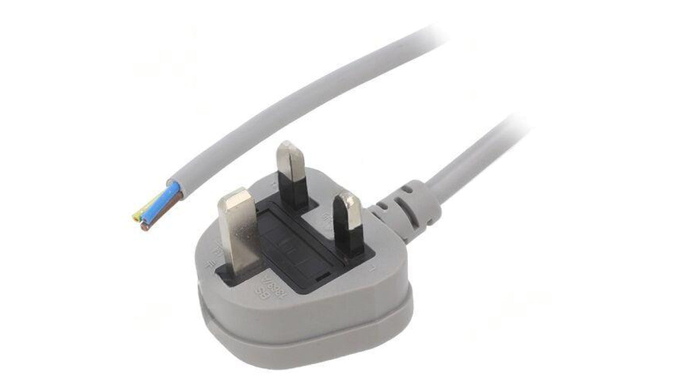 Kabel: 3x1mm2, BS 1363 (G) wtyk, 1,8m, 13A LT-318(3A) 3X1.0 GRY 1.8M END CUT