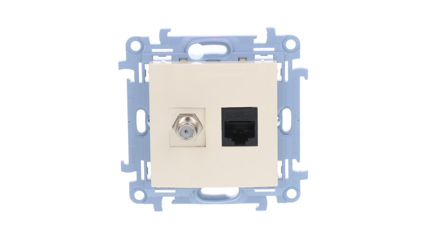 Simon 10 Gniazdo antenowe + komputerowe typu F + RJ45 kat.5e krem CASFRJ455.01/41